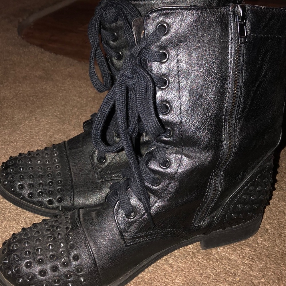 Black studded combat boots